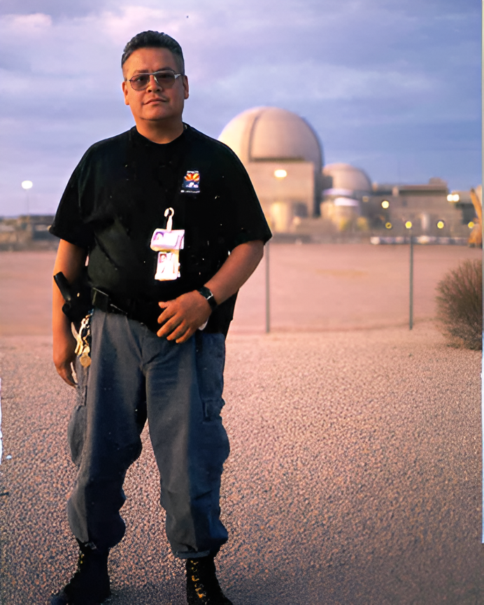 Mannie Gomez in his security uniform at Palo Verde Nuclear Generating Station